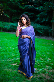 Grey mysore silk 80 count saree